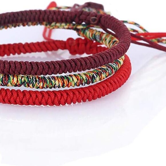 Men Women Chinese Lucky Red String Bracelet Tibetan Buddhist Prayer Handmade Yog - Picture 2 of 8